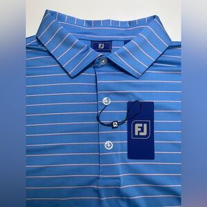 Footjoy Men's Riviera Blue Stripe 33345 Golf Polo Shirt Sz Medium M